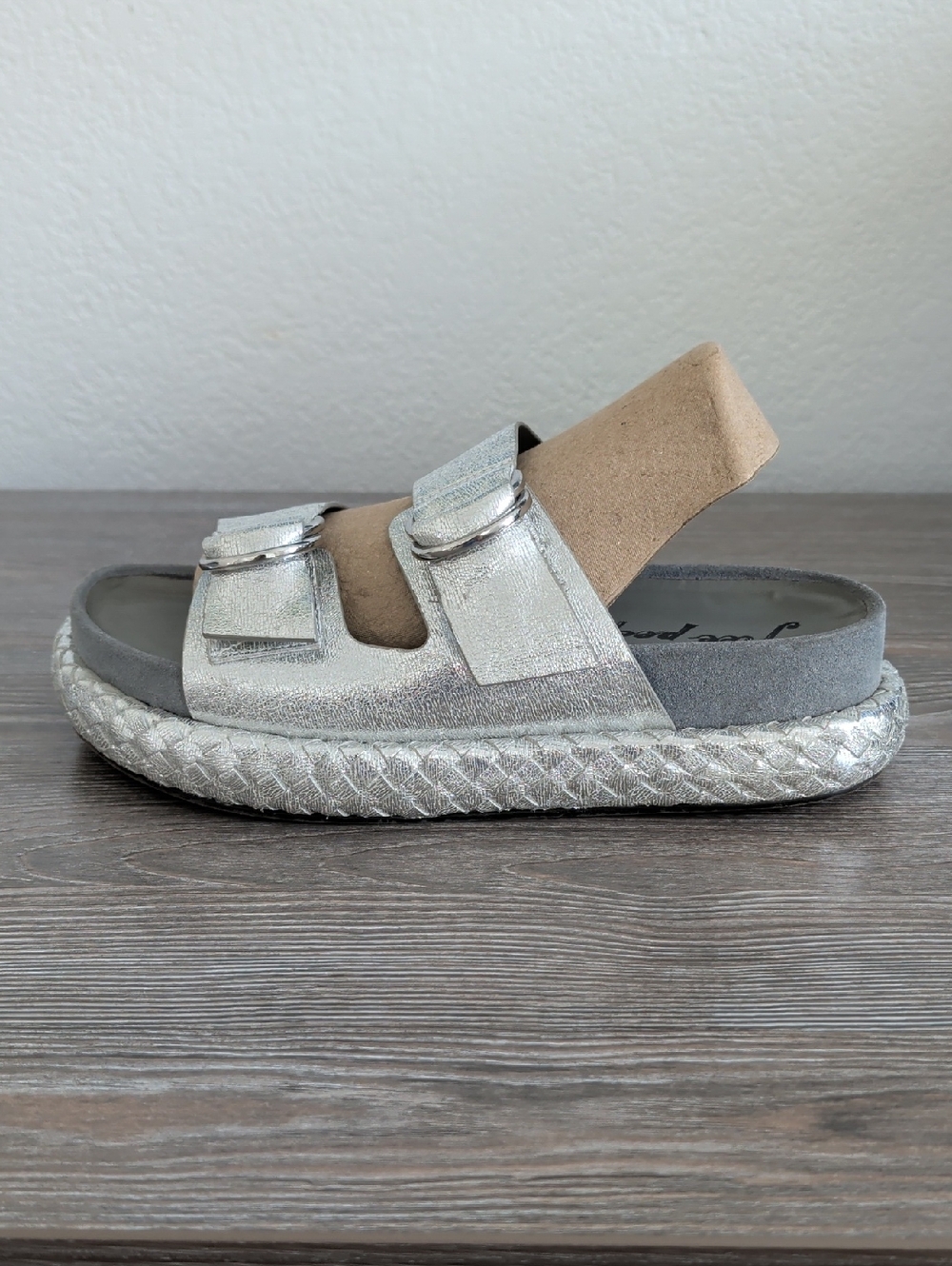 Free People PANAMA Silver Metallic Leather Platform Slides Sandals 39 9 9.5 Shoe - Picture 6 of 15